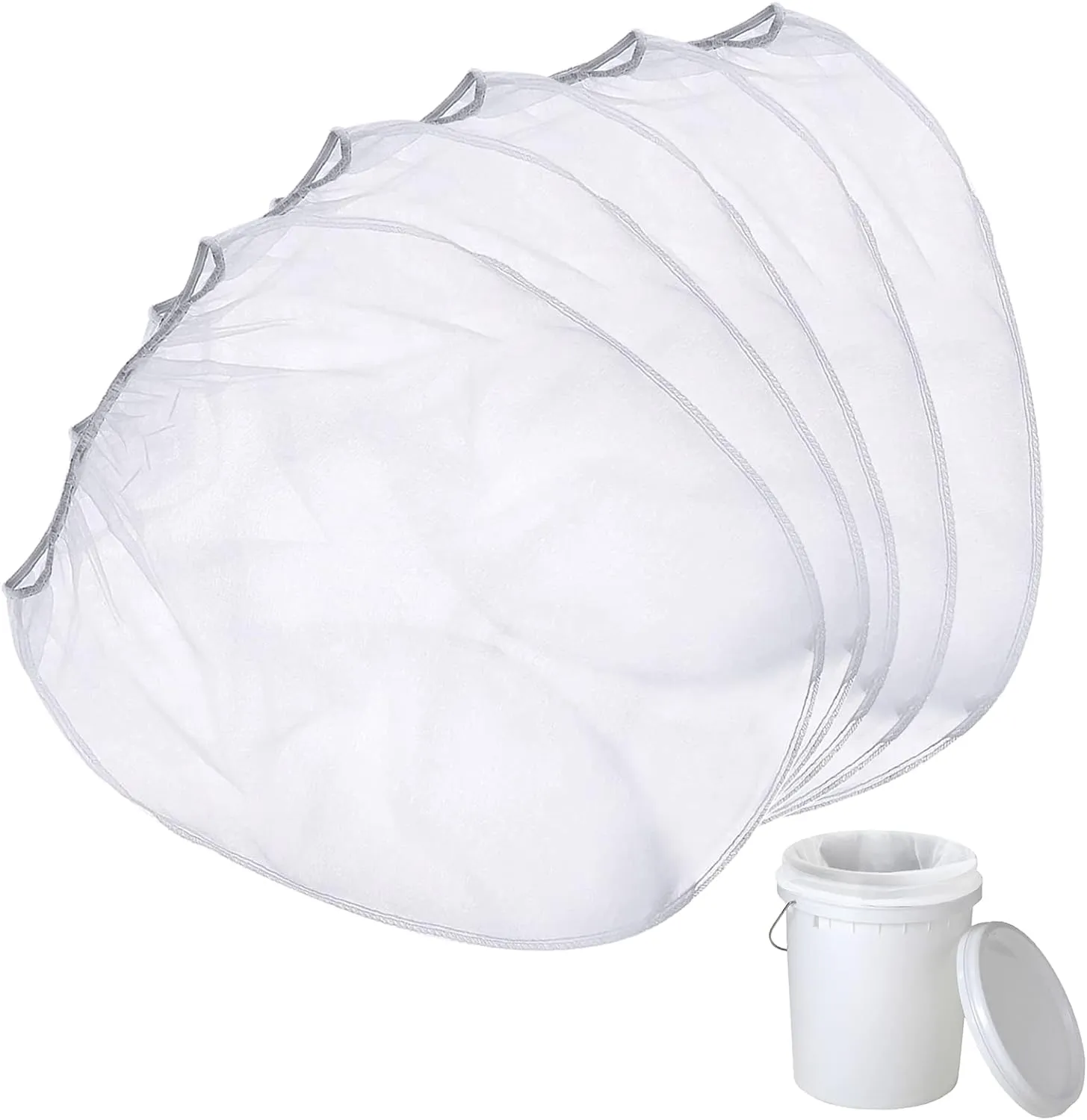 10 Pack Paint Strainer Bags Paint Filter Bag 5 Gallon Paint Strainer Bags White Fine Mesh Disposable Bag Filters with Elastic Drawstring Top Opening for 5 Gallon Bucket Paint Strainer