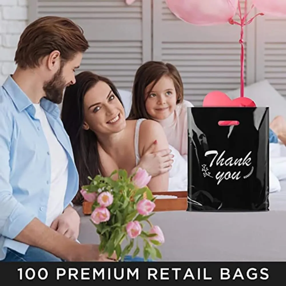 100pcs Custom Shopping Bags with Logo for Boutique Personalized Plastic Gift Bags with Logo Customized Merchandise Bags with Logo for Business