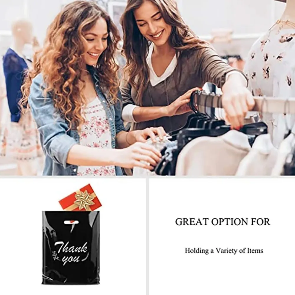 100pcs Custom Shopping Bags with Logo for Boutique Personalized Plastic Gift Bags with Logo Customized Merchandise Bags with Logo for Business