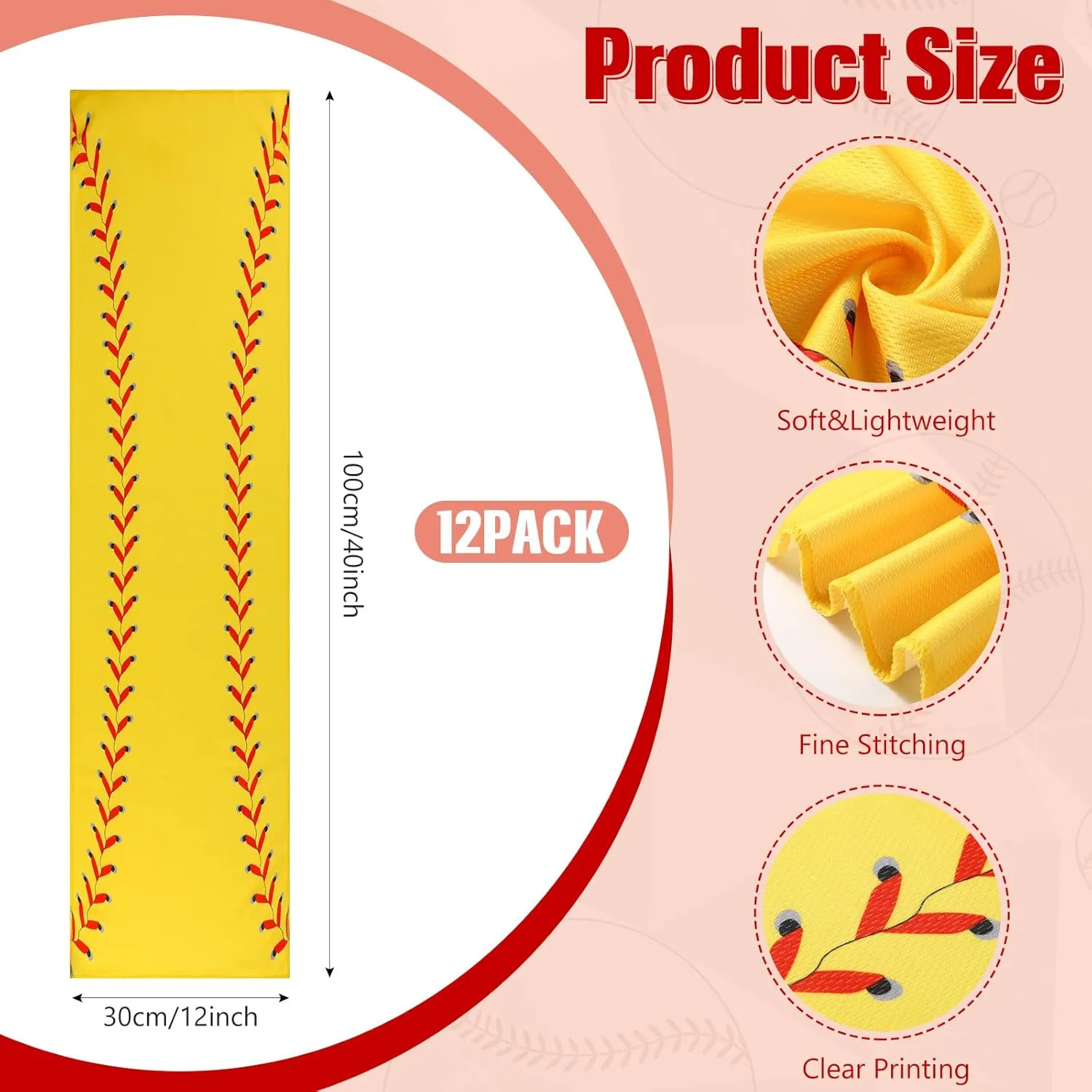 12 Pack Softball Cooling Towels, Sports Towels with Bags, 40"x12" Breathable Chilly Towel, Microfiber Towel for Softball Sport Team Gift
