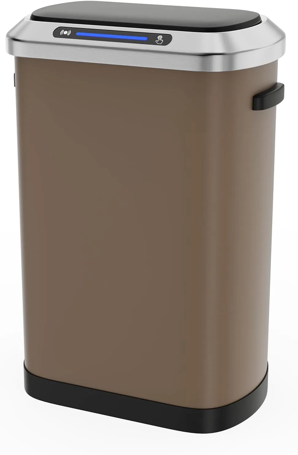 13 Gallon 50L Brown Automatic Smart Trash Can with Lid for Kitchen Office Bedroom Waste Bin and More, Stainless Steel Thickened Body and Super Mute Sensor Lid Garbage Can with 30 Count Garbage Bags