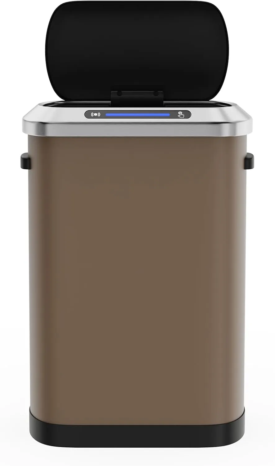 13 Gallon 50L Brown Automatic Smart Trash Can with Lid for Kitchen Office Bedroom Waste Bin and More, Stainless Steel Thickened Body and Super Mute Sensor Lid Garbage Can with 30 Count Garbage Bags