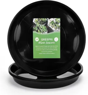 13 Inches Black Plant Saucers 5 Packs Heavy-Duty Round Plant Trays, Sturdy Flower Pot Containers, Plastic Plant Drip Trays for Indoor/Outdoor Plants. (11 inches in Base)