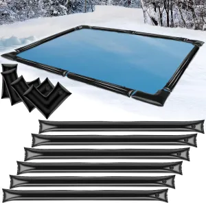 14 Pack 0.6mm Thicker Pool Cover Water Bags with Pool Cover Weights Corner, 8 Ft PVC Pool Water Tubes with Screw Caps for Winterizing for Inground Swimming Pool Winter Cover