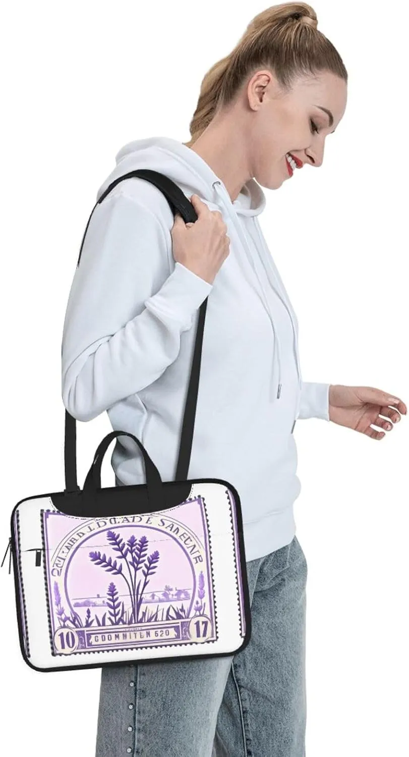 15.6-Inch Laptop Computer And Tablet Shoulder Bag Carrying Case,Business Casual,Lavender Stamp Print