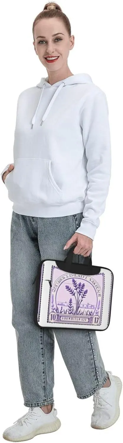 15.6-Inch Laptop Computer And Tablet Shoulder Bag Carrying Case,Business Casual,Lavender Stamp Print
