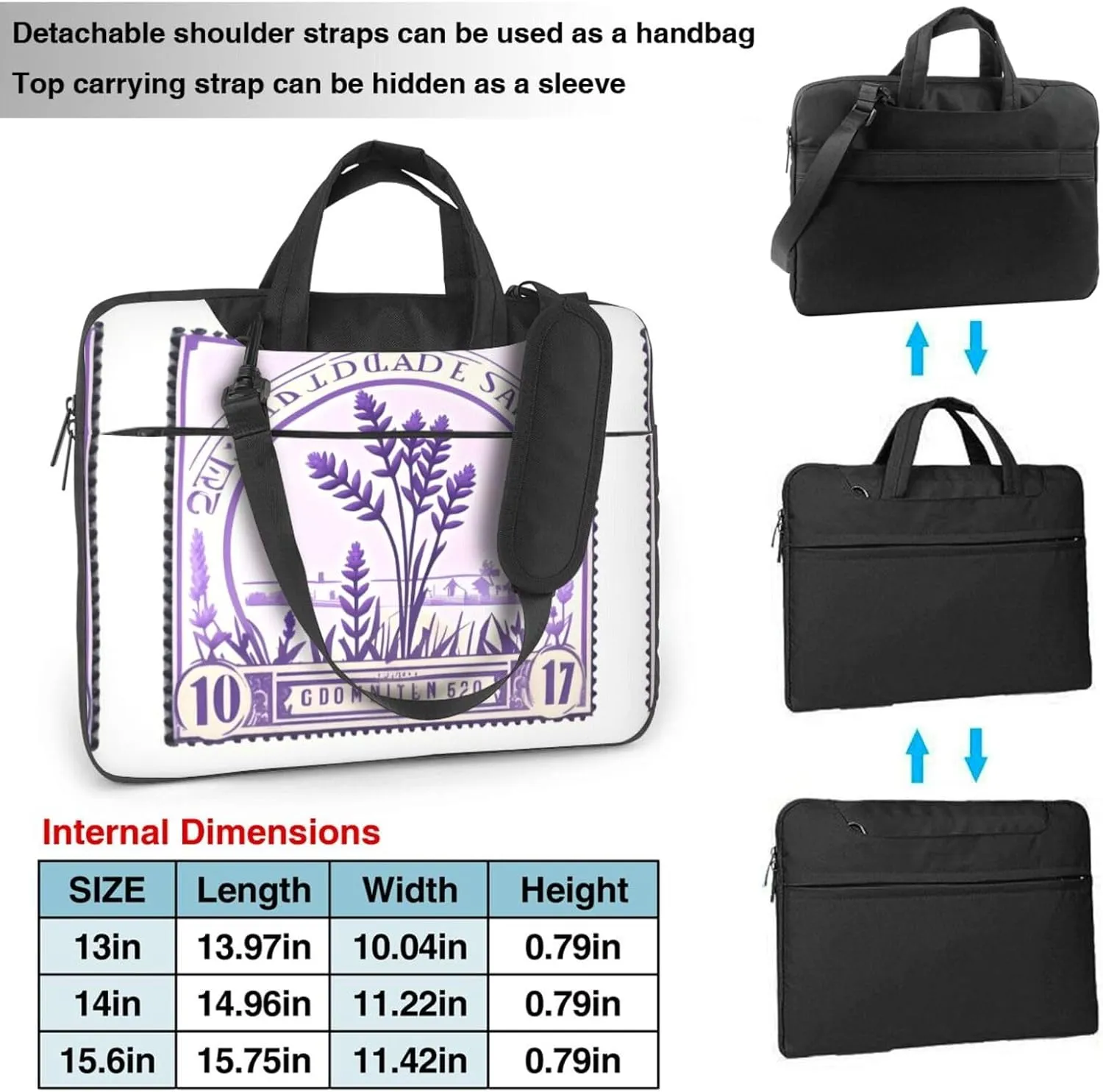 15.6-Inch Laptop Computer And Tablet Shoulder Bag Carrying Case,Business Casual,Lavender Stamp Print