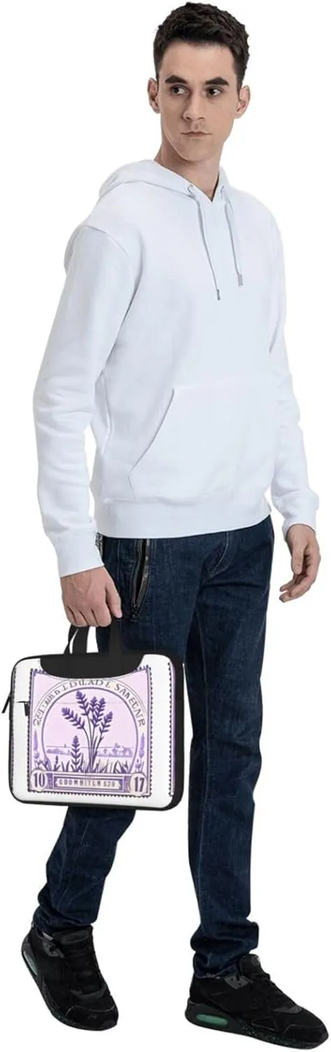 15.6-Inch Laptop Computer And Tablet Shoulder Bag Carrying Case,Business Casual,Lavender Stamp Print