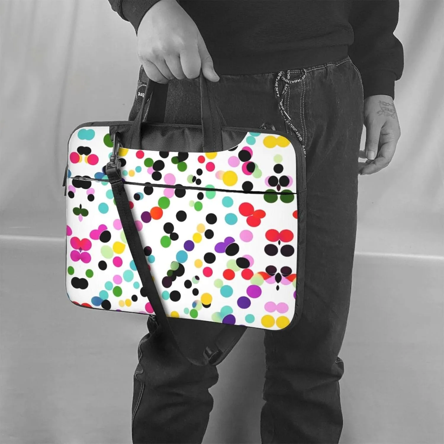 15.6-Inch Laptop Computer And Tablet Shoulder Bag Carrying Case,Business Casual,White Blue Daisy Print