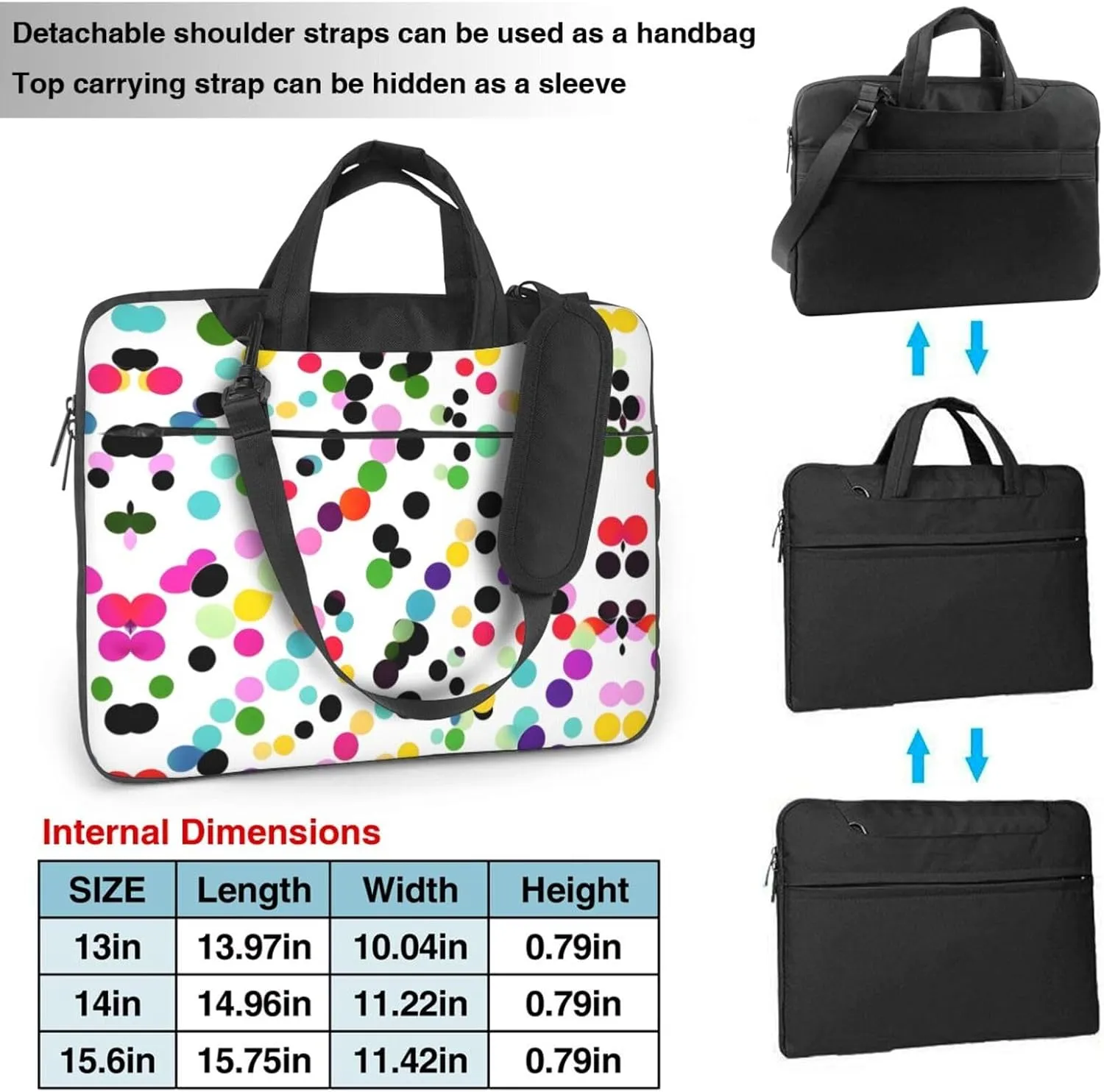 15.6-Inch Laptop Computer And Tablet Shoulder Bag Carrying Case,Business Casual,White Blue Daisy Print