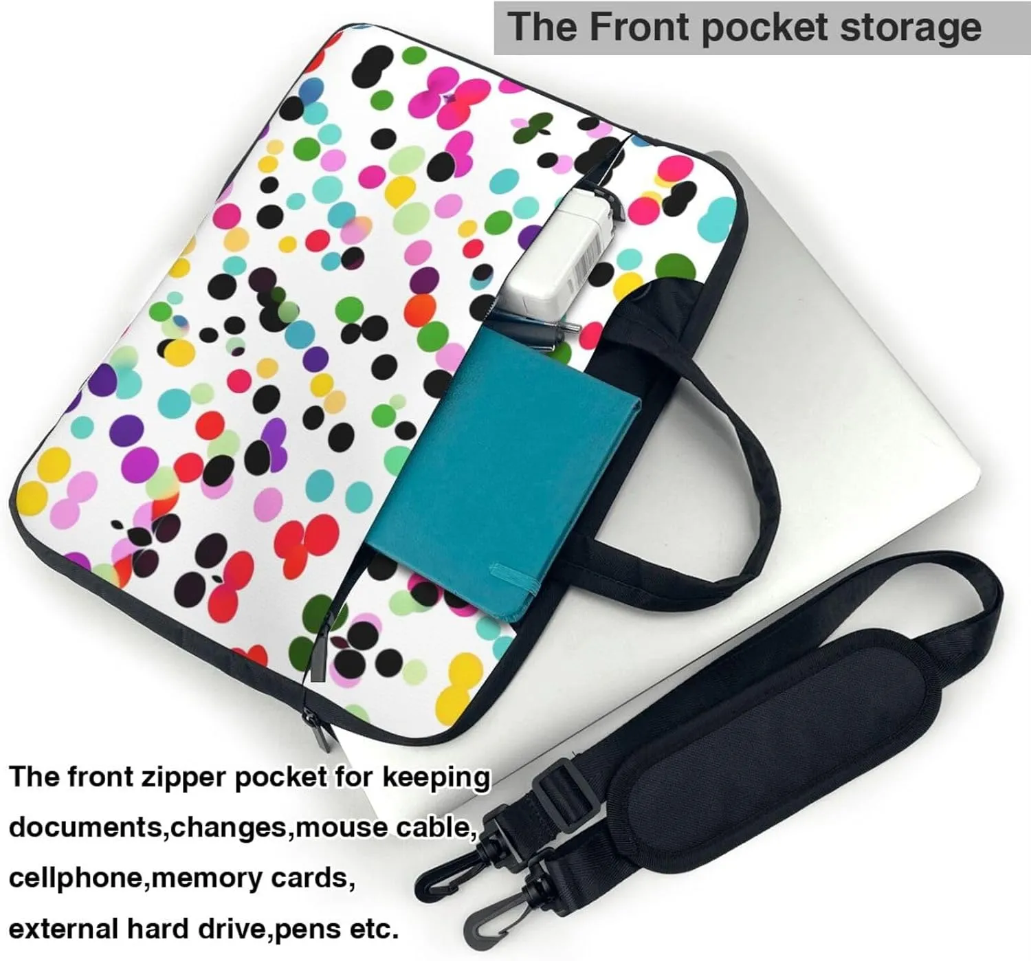 15.6-Inch Laptop Computer And Tablet Shoulder Bag Carrying Case,Business Casual,White Blue Daisy Print