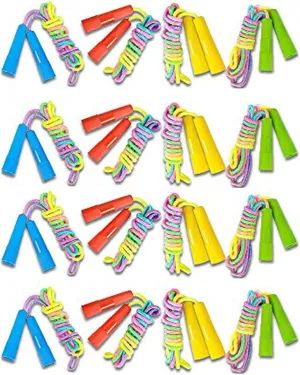 16 Pack 7.5ft Rainbow Jump Rope Set| Vibrant Jumping Ropes| Durable Nylon Skipping Ropes |Great Birthday Party Favors/Goodie Bag Fillers/Gift Idea for Boys and Girls
