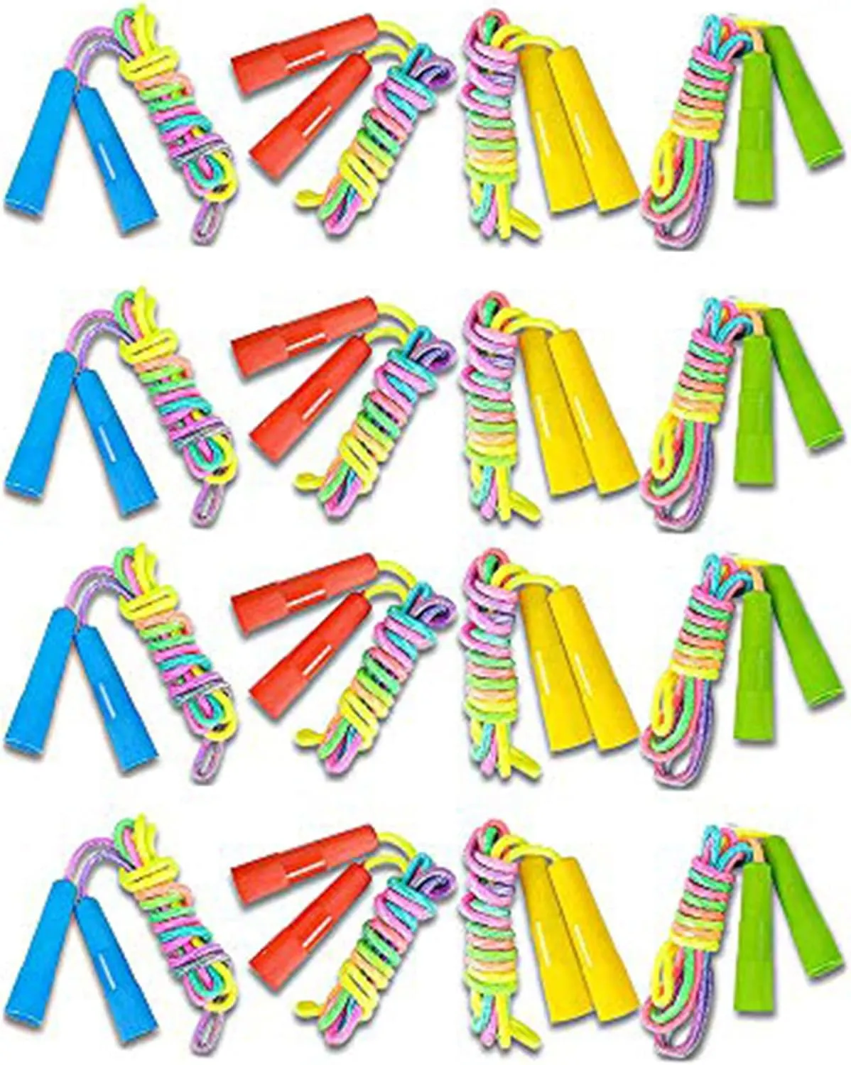 16 Pack 7.5ft Rainbow Jump Rope Set| Vibrant Jumping Ropes| Durable Nylon Skipping Ropes |Great Birthday Party Favors/Goodie Bag Fillers/Gift Idea for Boys and Girls
