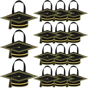 18 Pcs Graduation Cap Gift Bags with Handle 2025 Graduate Party Favor Bags with Tassel Black Non Woven Cap Handbags for Class of 2025 Graduation Congrats Party Supplies Grad Decoration