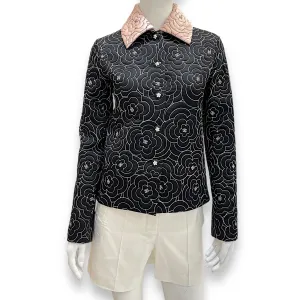 23K Camellia Jacket 34 Black in Satin, Silk, Silver hardware
