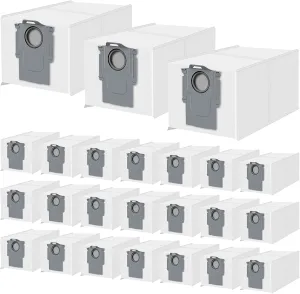 24 Pack Dust Bags for Roborock QV 35A/Saros 10/10R/Q Revo/Qrevo S/Qrevo Pro/Qrevo Plus/Qrevo Master/Qrevo Slim/Qrevo Curv/Qrevo Edge/S8 MaxV Ultra Robot Vacuum, 3L Large Capacity Replacement Dust Bag