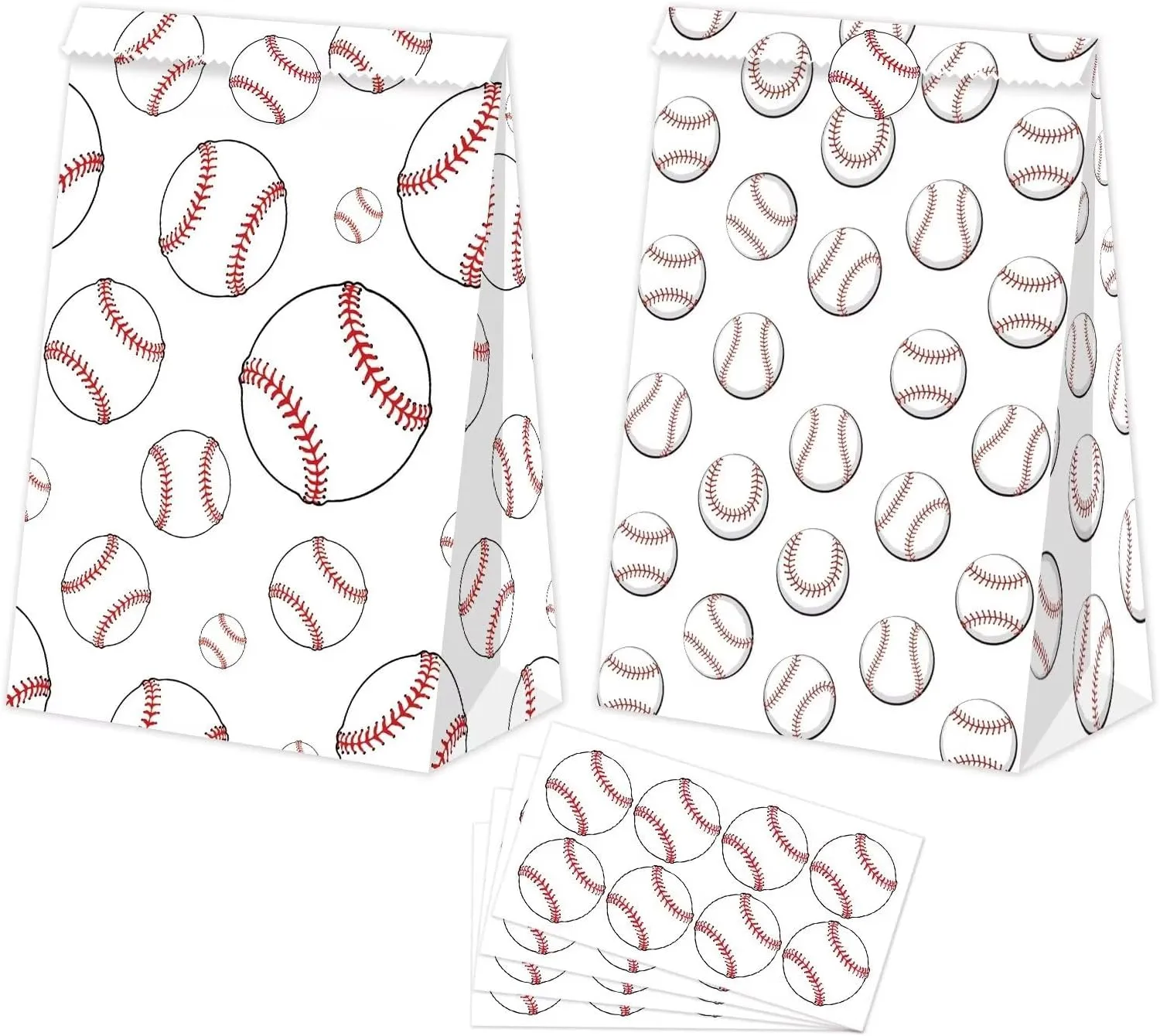 24 PCS Baseball Gift Bags for Party Decorations - Baseball Goodie Bags with Snack & Candy for Kids