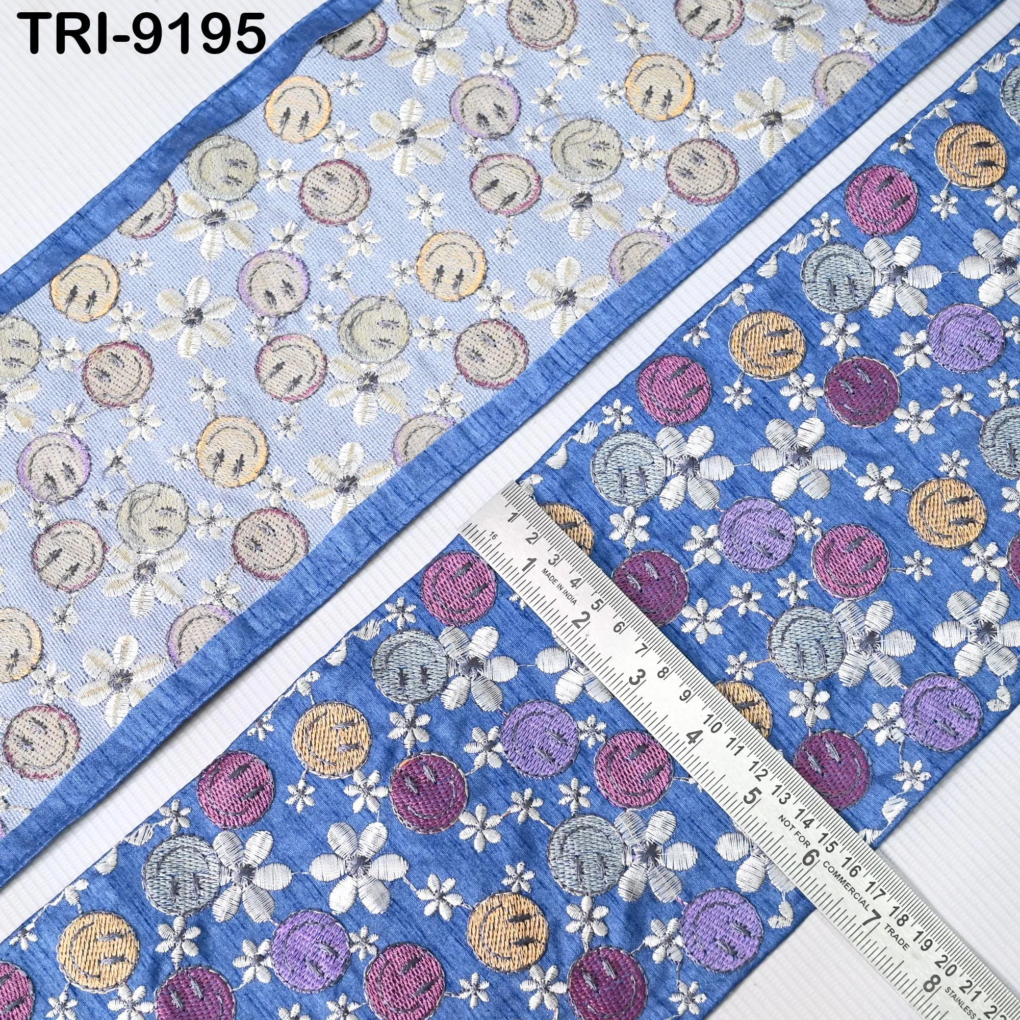 3 Yard Blue Embroidery Ribbon 16cm Trims Embellishment Embroidered Saree Border Costumes DIY Crafting Sewing Beach Bag Tote Holidays Decor