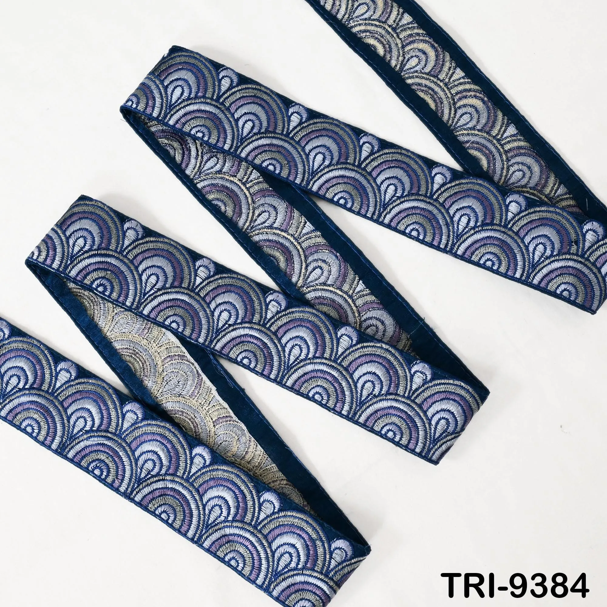 3 Yard Blue Embroidery Trim Ribbon Border Embroidered Fabric Gift Wrapping Saree Crafting Shoe making Lampshades Belts Embellishment 5cm