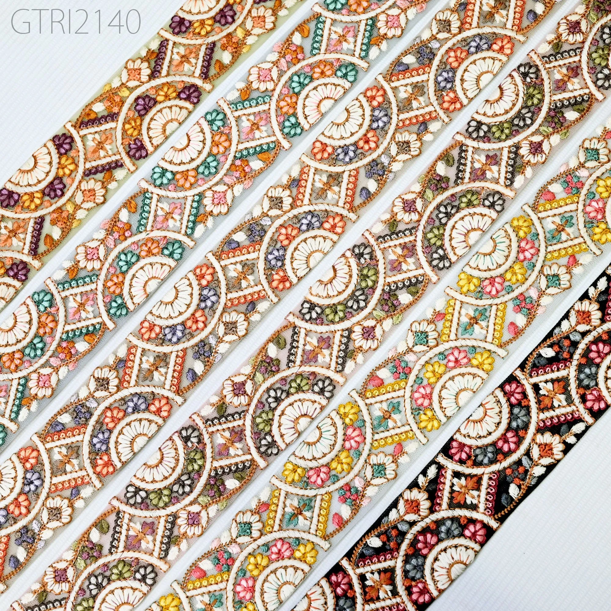3 Yard Butterfly Indian Trim Embellishments Embroidery Sari Trimmings Saree Border Ribbon for Hairbands Sewing Crafting Home Décor 5CM