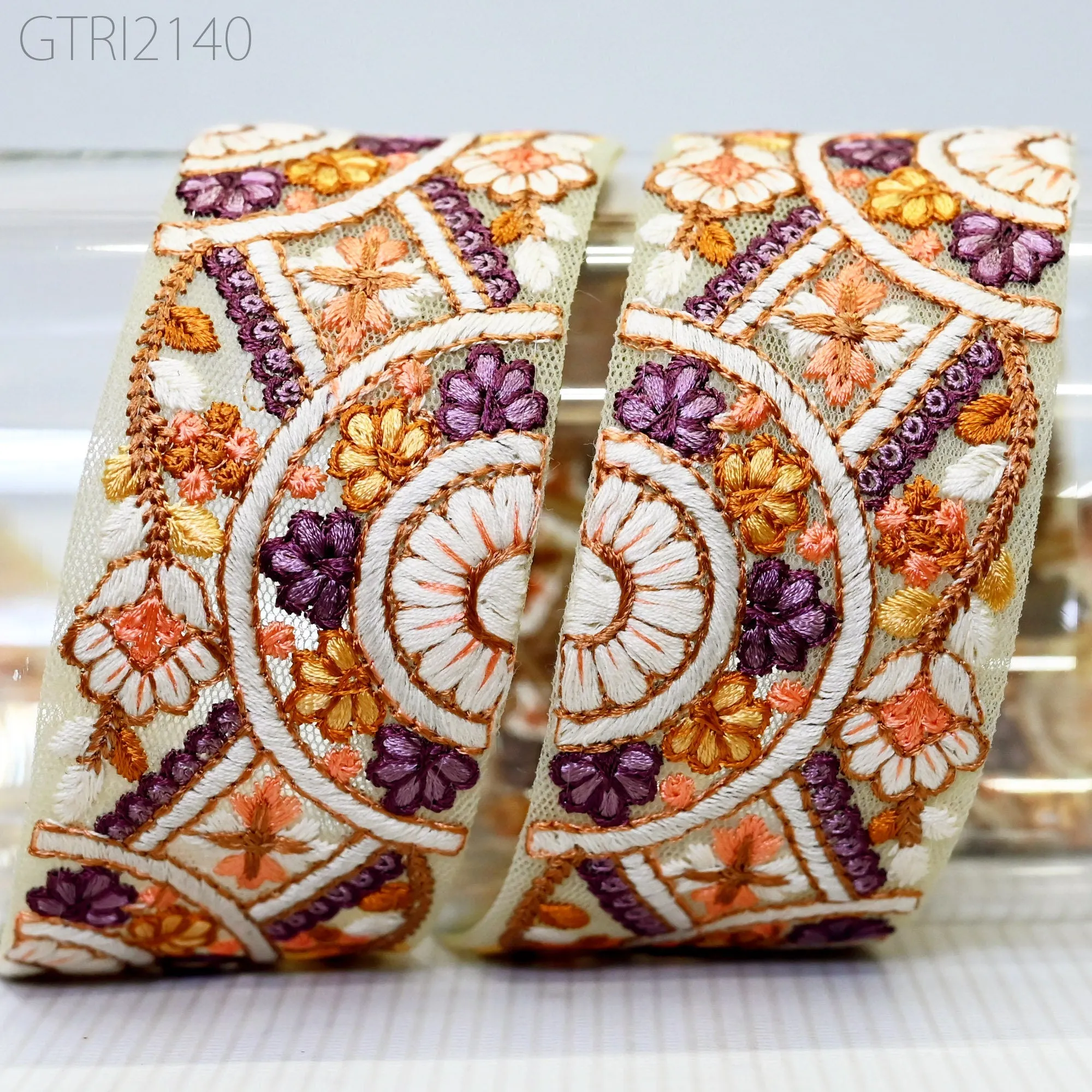 3 Yard Butterfly Indian Trim Embellishments Embroidery Sari Trimmings Saree Border Ribbon for Hairbands Sewing Crafting Home Décor 5CM