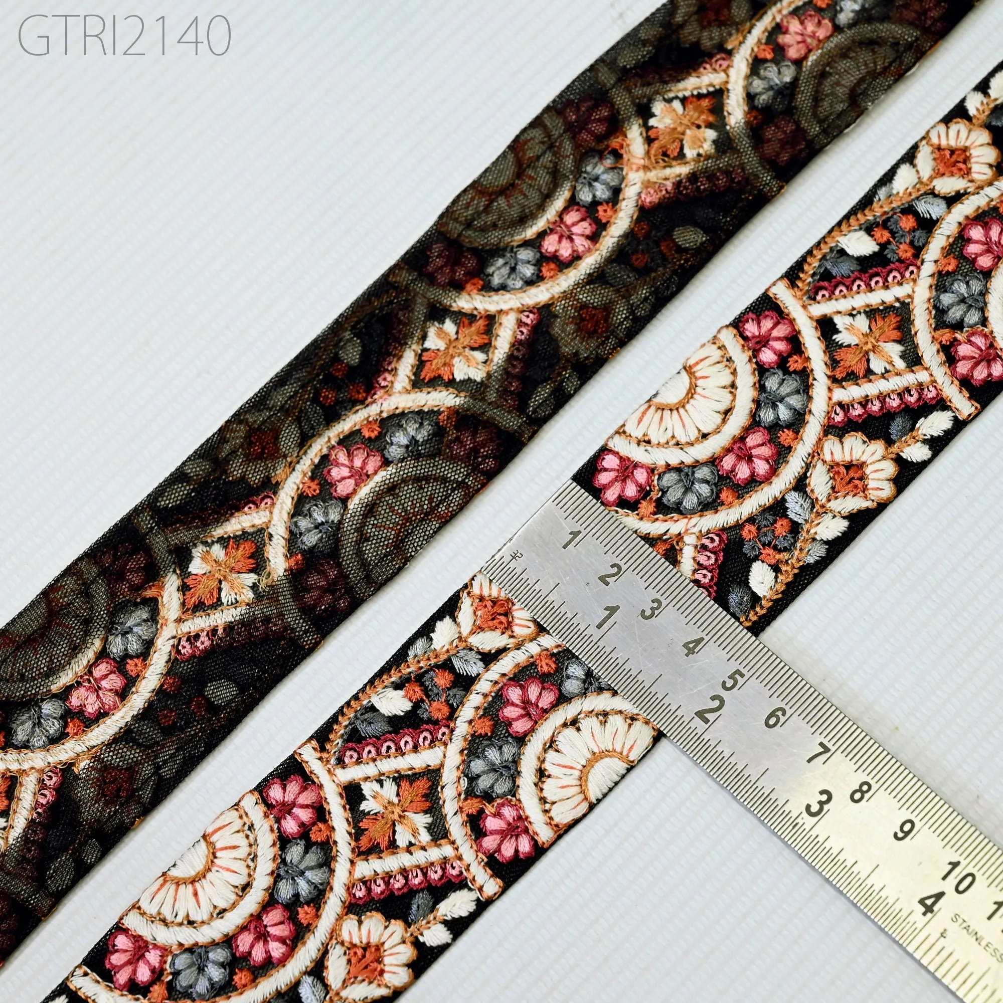 3 Yard Butterfly Indian Trim Embellishments Embroidery Sari Trimmings Saree Border Ribbon for Hairbands Sewing Crafting Home Décor 5CM