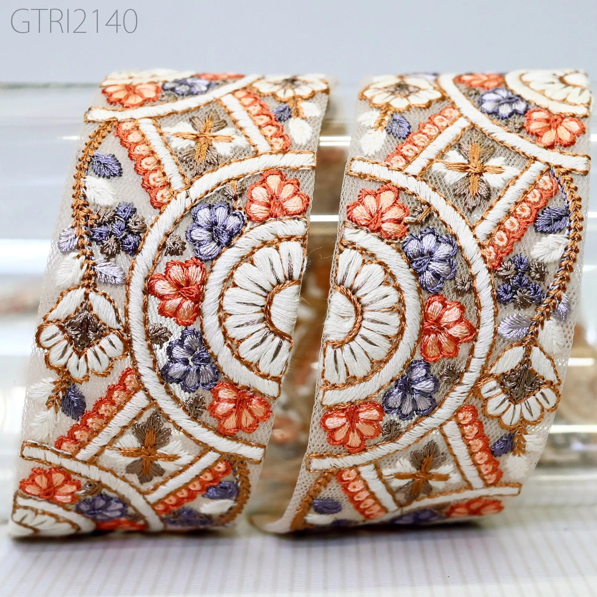 3 Yard Butterfly Indian Trim Embellishments Embroidery Sari Trimmings Saree Border Ribbon for Hairbands Sewing Crafting Home Décor 5CM