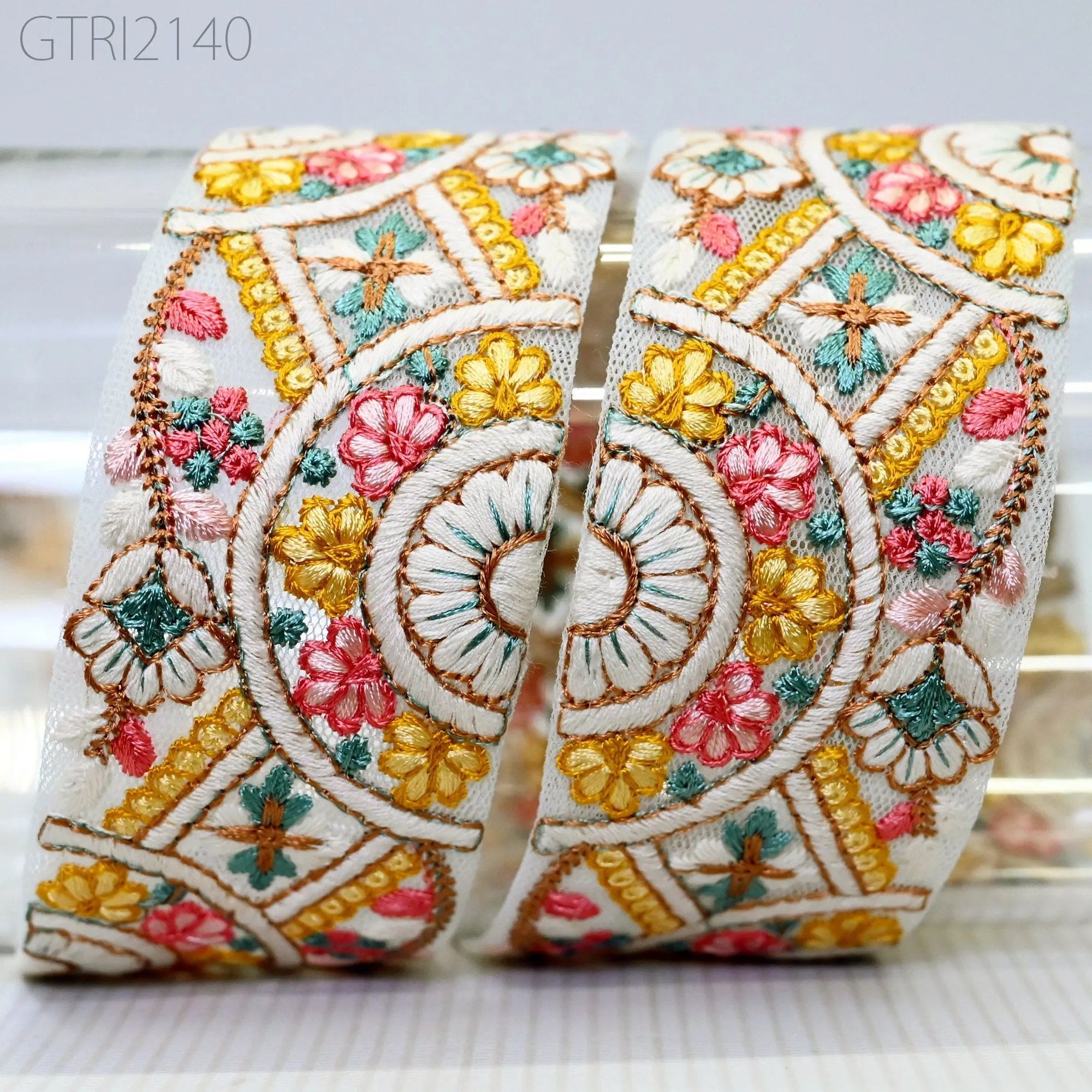 3 Yard Butterfly Indian Trim Embellishments Embroidery Sari Trimmings Saree Border Ribbon for Hairbands Sewing Crafting Home Décor 5CM