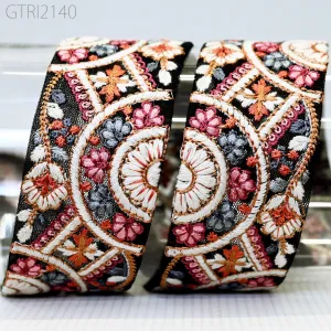 3 Yard Butterfly Indian Trim Embellishments Embroidery Sari Trimmings Saree Border Ribbon for Hairbands Sewing Crafting Home Décor 5CM