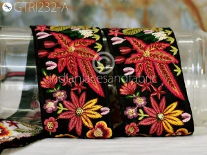3 Yard Coral DIY Crafting Indian Embroidered Decorative Fabric 68mm Trim Laces Sari Border Saree Ribbon Sewing Curtains Home Decor Accessory