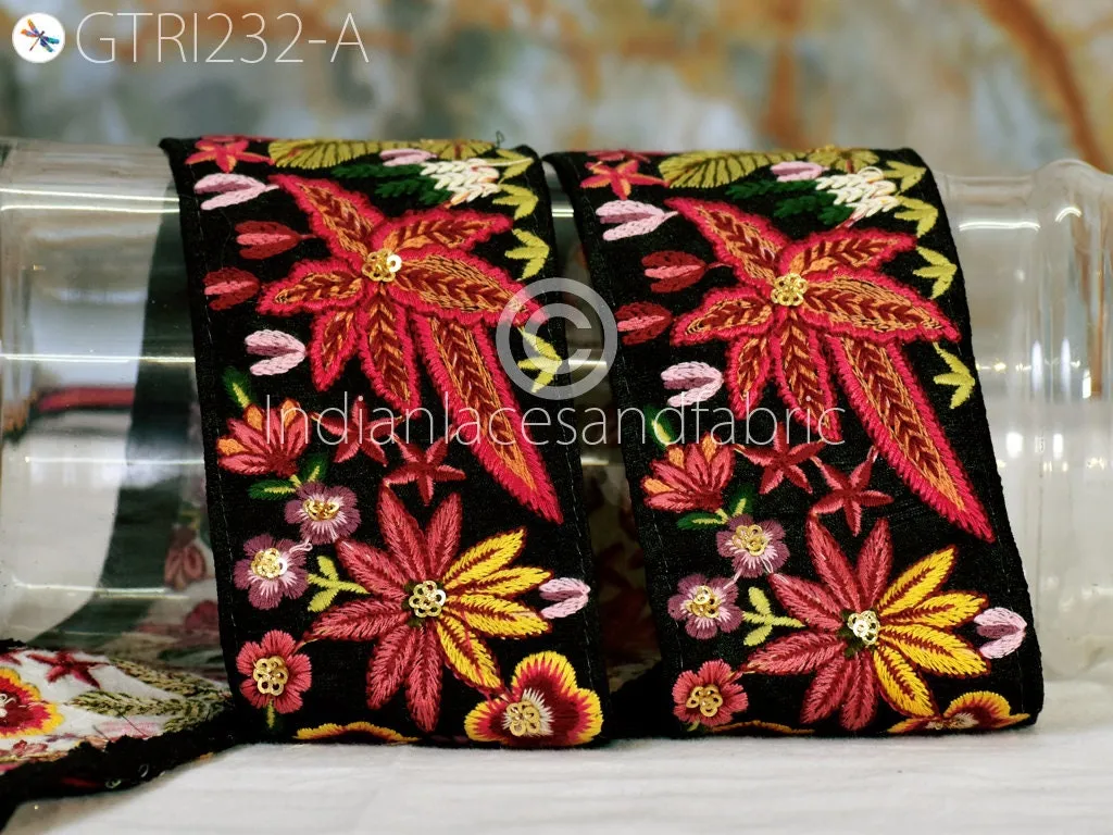 3 Yard Coral DIY Crafting Indian Embroidered Decorative Fabric 68mm Trim Laces Sari Border Saree Ribbon Sewing Curtains Home Decor Accessory