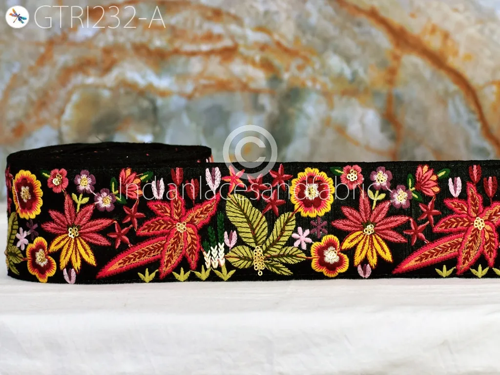 3 Yard Coral DIY Crafting Indian Embroidered Decorative Fabric 68mm Trim Laces Sari Border Saree Ribbon Sewing Curtains Home Decor Accessory