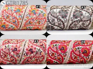 3 Yard Embroidered 9 CM Trim Indian Sari Border DIY Crafting Fabric Saree Sewing Decorative Beach Bags Lehenga Trimmings Ribbons Home Decor