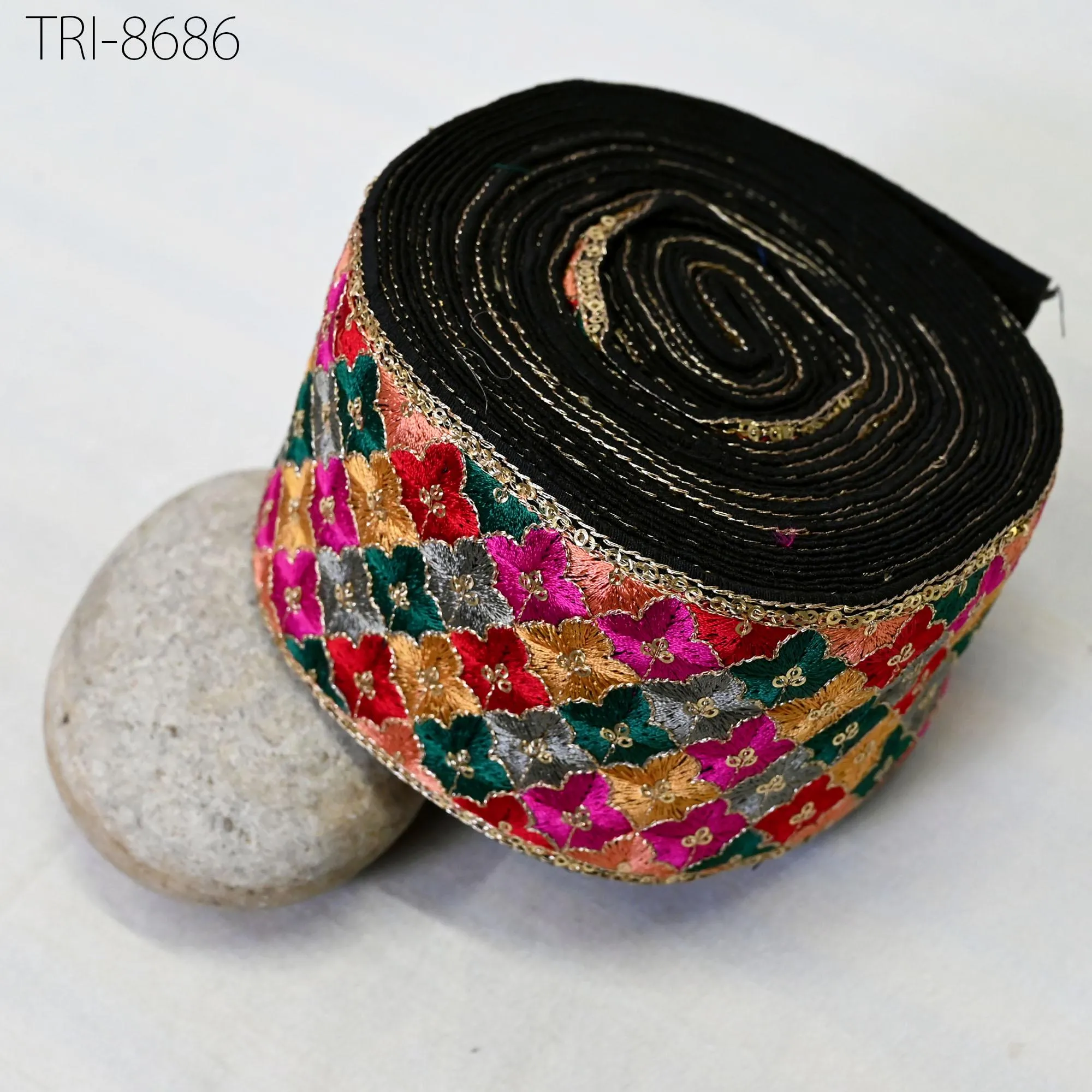 3 Yard Embroidery 8 Cm Trims Borders Indian Sari Fabric Sewing Crafting Ribbon Embllishment Tote Bags Curtain Embroidered Laces Costumes