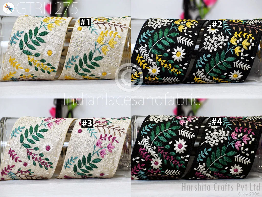 3 Yard Embroidery Fabric 9cm Trims Indian Laces Sari Border Embroidered Ribbon Decorative Sewing Craft Saree Dresses Trimmings Home Decor
