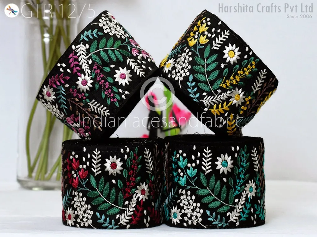 3 Yard Embroidery Fabric 9cm Trims Indian Laces Sari Border Embroidered Ribbon Decorative Sewing Craft Saree Dresses Trimmings Home Decor