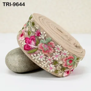 3 Yard Embroidery Ribbons Indian Trim DIY Crafting Hair Accessories Sari Border Wedding Sewing Dress Embroidered Embellishment Trimmings 5cm