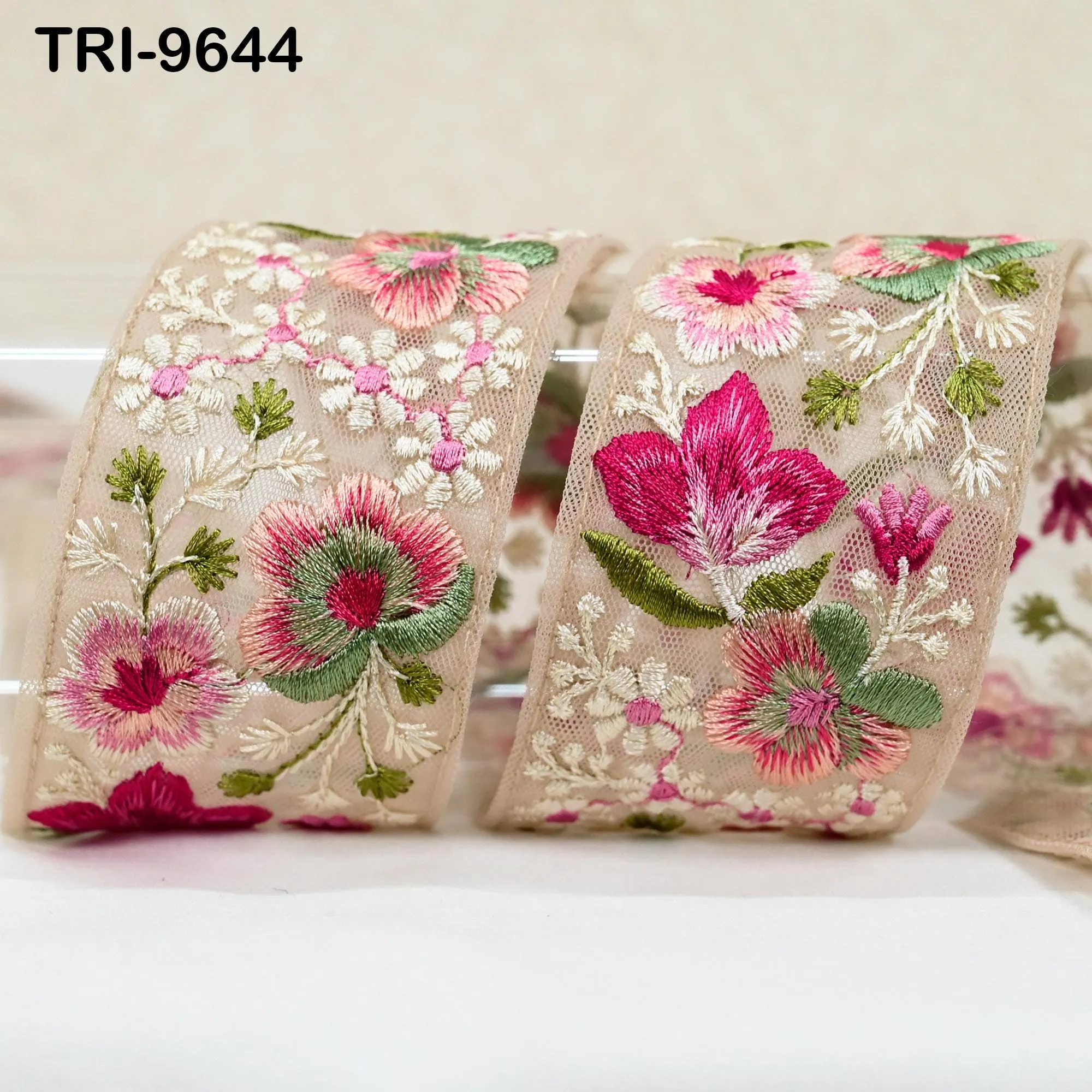 3 Yard Embroidery Ribbons Indian Trim DIY Crafting Hair Accessories Sari Border Wedding Sewing Dress Embroidered Embellishment Trimmings 5cm