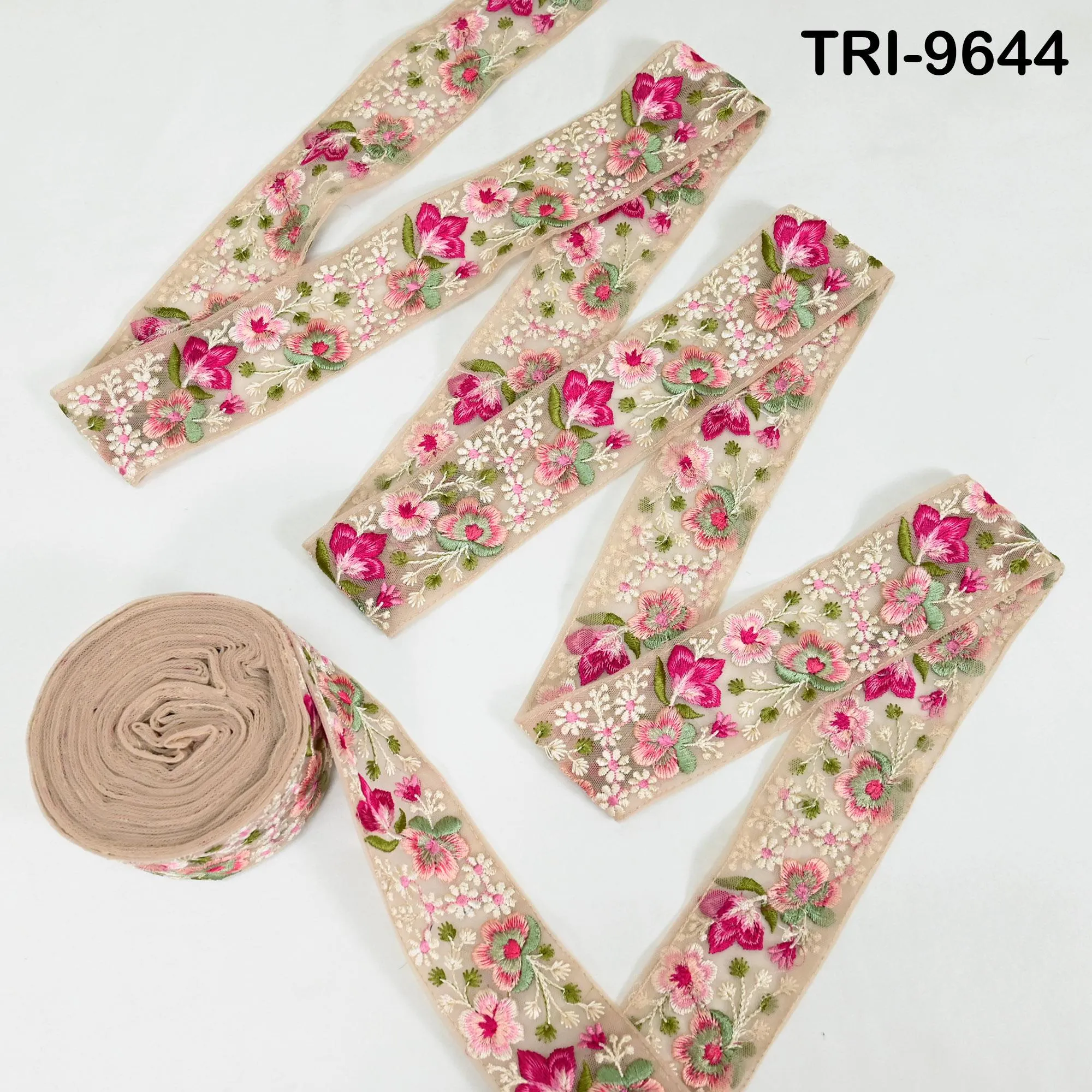 3 Yard Embroidery Ribbons Indian Trim DIY Crafting Hair Accessories Sari Border Wedding Sewing Dress Embroidered Embellishment Trimmings 5cm