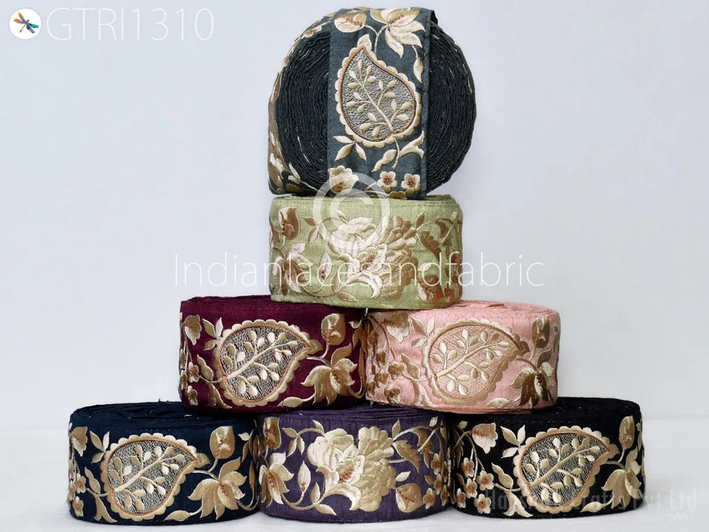 3 Yard Indian Embroidered 65mm Trim Drapery Embellishments Hats Bag Saree Trimming Decorative Ribbon Crafting Sewing Sari Borders Home Decor