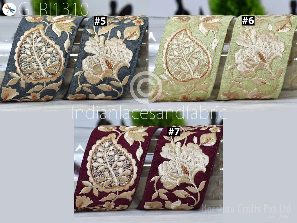 3 Yard Indian Embroidered 65mm Trim Drapery Embellishments Hats Bag Saree Trimming Decorative Ribbon Crafting Sewing Sari Borders Home Decor