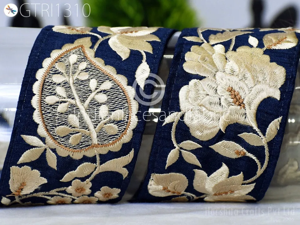 3 Yard Indian Embroidered 65mm Trim Drapery Embellishments Hats Bag Saree Trimming Decorative Ribbon Crafting Sewing Sari Borders Home Decor
