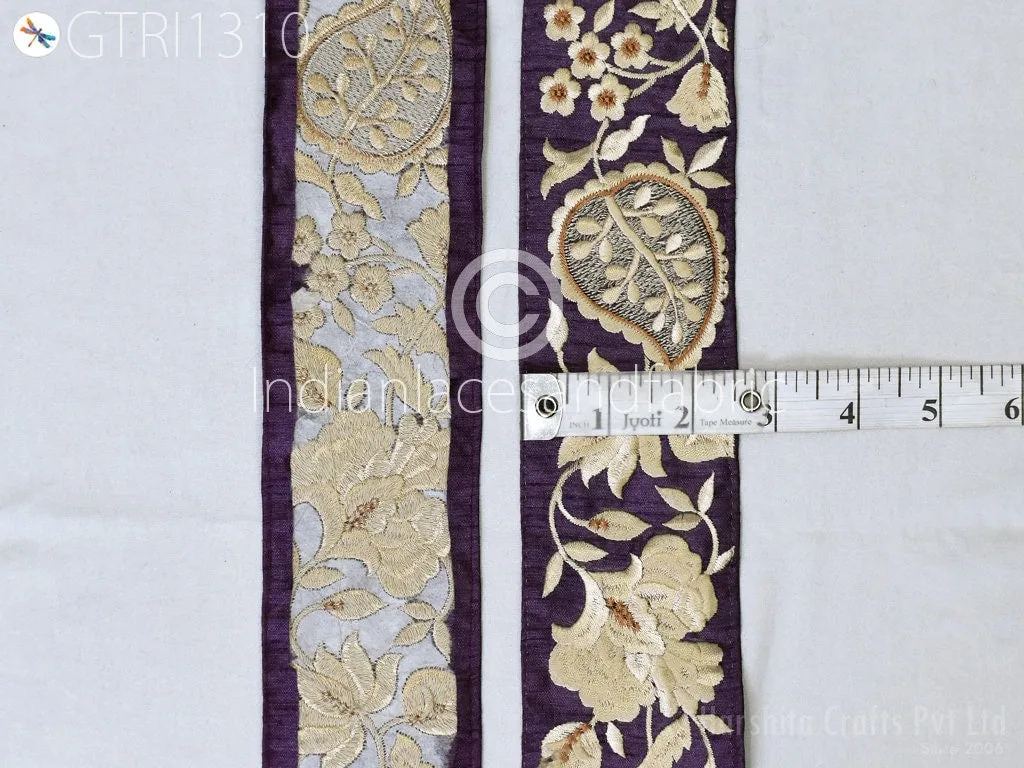 3 Yard Indian Embroidered 65mm Trim Drapery Embellishments Hats Bag Saree Trimming Decorative Ribbon Crafting Sewing Sari Borders Home Decor