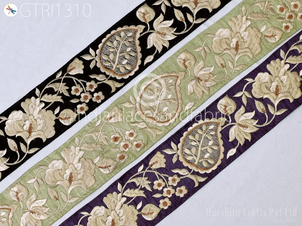 3 Yard Indian Embroidered 65mm Trim Drapery Embellishments Hats Bag Saree Trimming Decorative Ribbon Crafting Sewing Sari Borders Home Decor