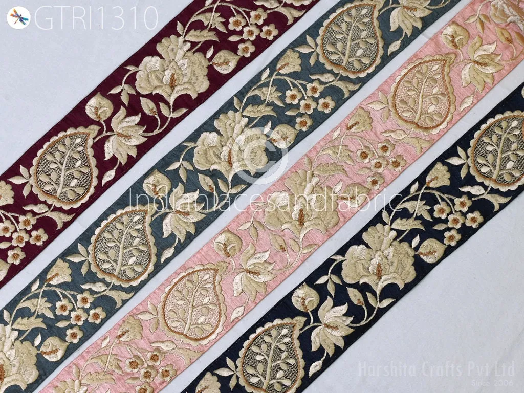 3 Yard Indian Embroidered 65mm Trim Drapery Embellishments Hats Bag Saree Trimming Decorative Ribbon Crafting Sewing Sari Borders Home Decor