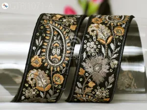 3 Yard Indian Embroidered Embellishment Fabric Trim Saree Ribbon Sewing Crafting Embroidery Border Wedding Dress Trimmings Covers 5 CM