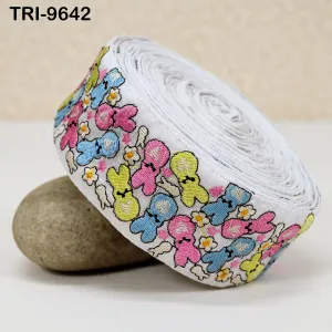 3 Yard White Embroidery Ribbon Trim Teddy Bears Indian Sari Border DIY Crafting Sewing Bag Straps for Kids Junk Journals Pet Accessories 5cm