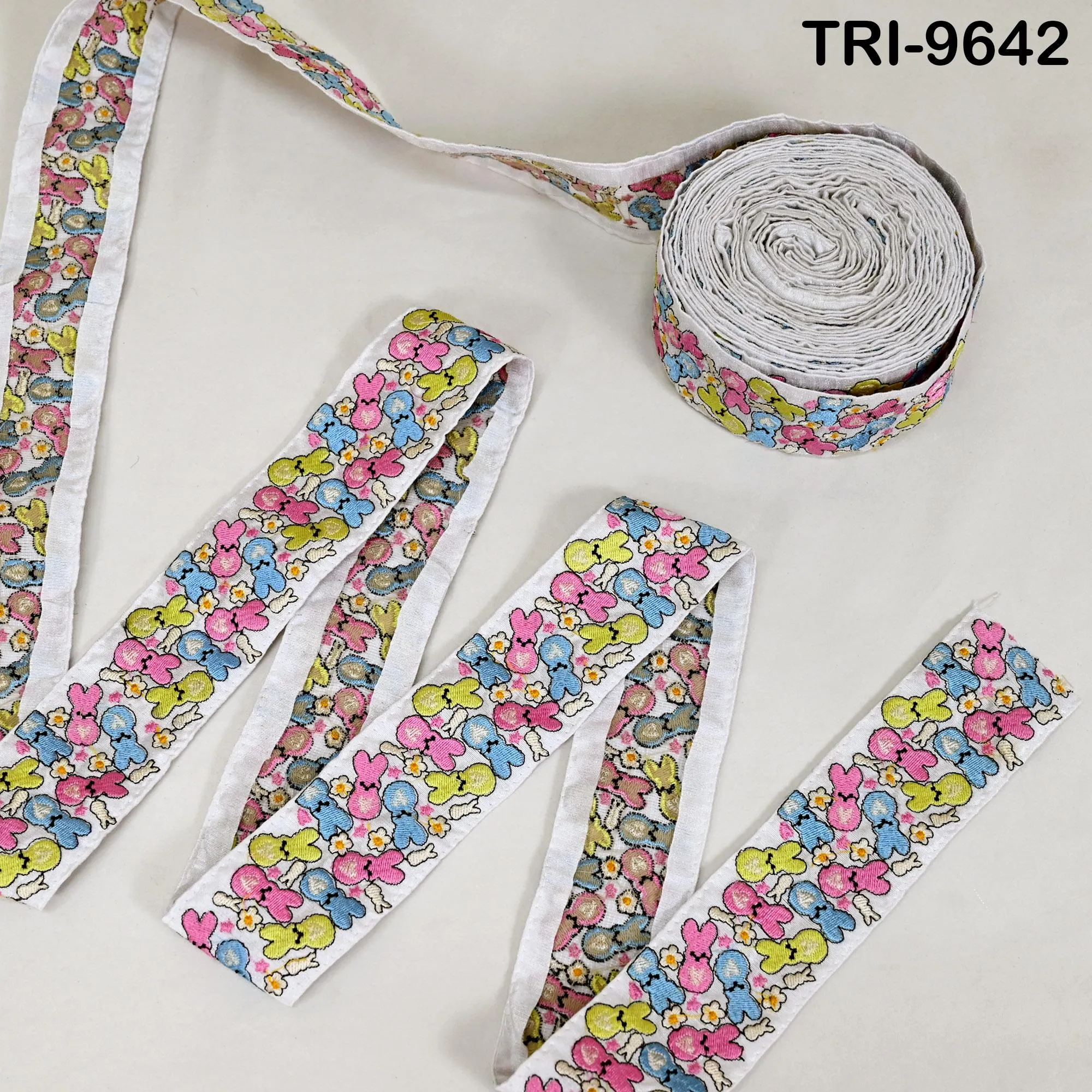 3 Yard White Embroidery Ribbon Trim Teddy Bears Indian Sari Border DIY Crafting Sewing Bag Straps for Kids Junk Journals Pet Accessories 5cm
