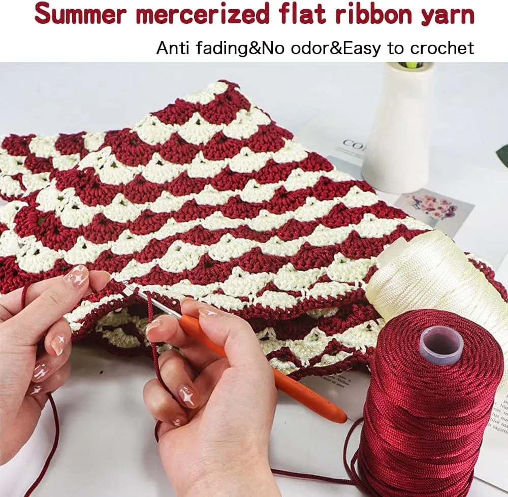 4 PCS 400g Summer Sun Hat Yarn for Crocheting, Ice Linen Silk Hand Knitting Light Body Yarn, Polyester Hollow Yarn for DIY Summer Cool Hat Shoes Bags Cushions Cell Phone Bags and Car Cushions(Coffee)