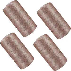 4 PCS 400g Summer Sun Hat Yarn for Crocheting, Ice Linen Silk Hand Knitting Light Body Yarn, Polyester Hollow Yarn for DIY Summer Cool Hat Shoes Bags Cushions Cell Phone Bags and Car Cushions(Coffee)